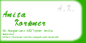 anita korpner business card